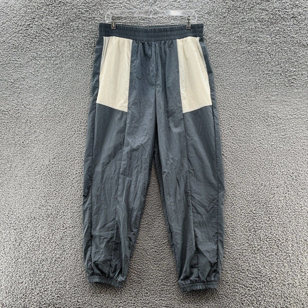 Fabletics Pants Women XL Gray Cream Colorblock Lightweight Nylon Track Jogger